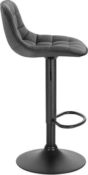 Velvet Barkrukken Mida - In hoogte verstelbaar - Met rugleuning - Set van 2 - Donkergrijs - Barstoelen ergonomisch - Keuken en bar - Zithoogte 59-81cm