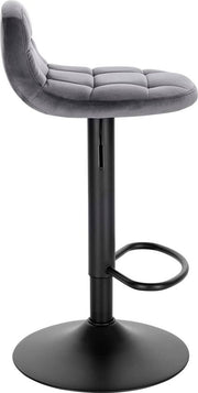 Barkrukken Riva - Met rugleuning - Barstoelen ergonomisch - Keuken - Donkergrijs - Verstelbaar in hoogte - Set van 2 - Zithoogte 62-83cm - Velvet