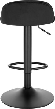 Luxe Barkurk Benito - Industrial - Zwart - Barkrukken set van 1 - Barstoel Kruk - Barstoelen met rugleuning - Keukenstoel - In hoogte verstelbaar - Velvet