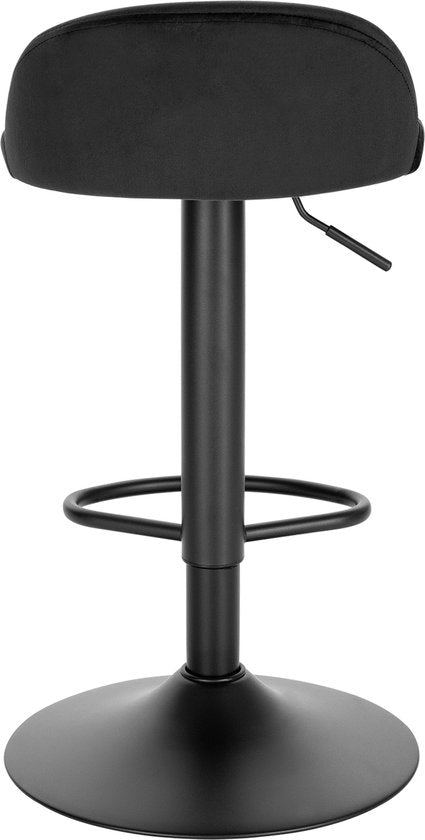 Luxe Barkurk Benito - Industrial - Zwart - Barkrukken set van 1 - Barstoel Kruk - Barstoelen met rugleuning - Keukenstoel - In hoogte verstelbaar - Velvet