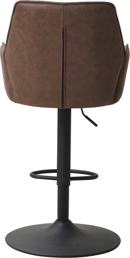 Bolt Edge Barkruk - Taupe - Met rugleuning en armleuning - Microvezel - Voor keuken en bar - Set van 1