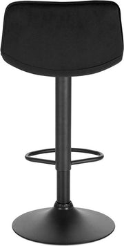 Barkrukken Vero Velvet - Met rugleuning - Zwart - Set van 2 - Keuken - Barstoelen ergonomisch - Verstelbaar in hoogte - Zithoogte 60-82cm
