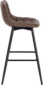 Barkruk Maro Industrial - Bruin - Barkrukken set van 2 - Barstoel Kruk - Barstoelen met rugleuning - Keukenstoel - Kunstleer
