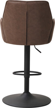 Barkruk Yudi - Met rugleuning en armleuning - Taupe - Modern Design - Voetsteun - Voor Keuken en Bar - Set van 1 - Microvezel