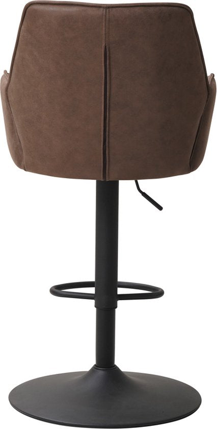 Barkruk Yudi - Met rugleuning en armleuning - Taupe - Modern Design - Voetsteun - Voor Keuken en Bar - Set van 1 - Microvezel