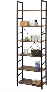 Bolt Edge Boekenkast - Industrieel - 6 lagen - Bruin/Zwart - Hout/metaal - 60x28x180cm