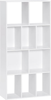Happyment Open Boekenkast Dada - 10 Vakken - Wit - Boekenkast - Boekenrek - Woonkamer, slaapkamer en kinderkamer - Hout - 60x20x120cm