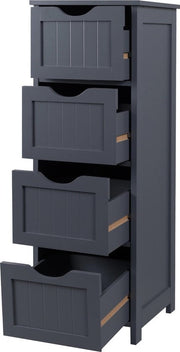 Happyment Kolomkast Badkamermeubel staand - Badkamerkast hoog - Badkamer - Grijs - 4 lades - 30x30x81cm