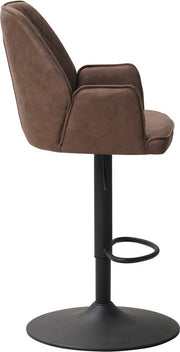 Barkruk Yudi - Met rugleuning en armleuning - Taupe - Modern Design - Voetsteun - Voor Keuken en Bar - Set van 1 - Microvezel