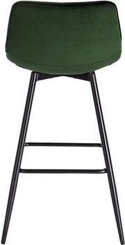 Barkruk Misa Industrial - Donkergroen - Barkrukken set van 2 - Barstoel Kruk - Barstoelen met rugleuning - Keukenstoel - Velvet