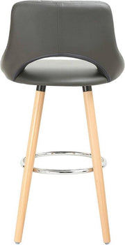 Barkruk Modern Hilton - Industrial - Grijs - Barkrukken set van 1 - Barstoel Kruk - Barstoelen met rugleuning - Keukenstoel - Kunstleer