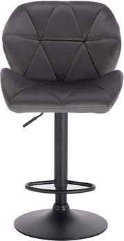 Barkruk Comfy Grijs - Met rugleuning - Stevig- Velvet - Set van 1 - Keuken - Barstoelen ergonomisch - Verstelbaar in hoogte - Zithoogte 60-82cm