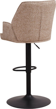 Barkruk deluxe met rugleuning en armleuning - Wit - Modern Design - Voetsteun - Voor Keuken en Bar - Set van 1 - Chenille