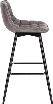 Barkruk Miso Industrial - Donkergrijs - Barkrukken set van 2 - Barstoel Kruk - Barstoelen met rugleuning - Keukenstoel - Kunstleer