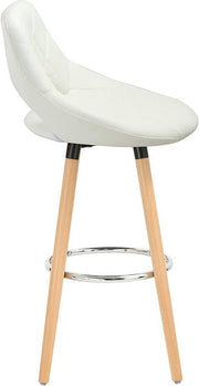Barkruk Modern Hilton - Industrial - Wit - Barkrukken set van 1 - Barstoel Kruk - Barstoelen met rugleuning - Keukenstoel - Kunstleer