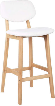 Barkrukken Riva - Set van 2 - Met rugleuning - Houten frame - Barstoelen ergonomisch - Keuken - Wit - Zithoogte 65cm