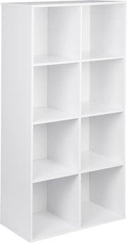 Happyment Boekenkast OPEN - 8 Vakken - Wit - Boekenkast - Boekenrek - Woonkamer, slaapkamer en kinderkamer - Hout - 60 x 29.5 x 121 CM