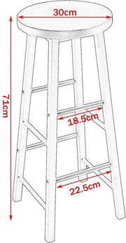 Hoge barkrukken Pablo - Zithoogte 71cm - Eiken - Set van 2 - Keuken - Barstoelen - Zonder rugleuning - Hout