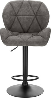 Barkruk Comfy Grijs - Met rugleuning - Stevig- Kunstleer - Set van 1 - Keuken - Barstoelen ergonomisch - Verstelbaar in hoogte - Zithoogte 60-82cm