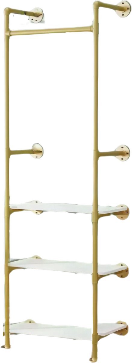 Kledingrek Fioren - Moderne kledingrek - Met kledingroede voor hal, slaapkamer of woonkamer - Kledingstangen - Schoenenrek - Wandmontage