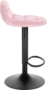 Barkrukken Ziva - Met rugleuning - Barstoelen ergonomisch - Keuken - Roze - Verstelbaar in hoogte - Set van 2 - Zithoogte 62-83cm - Velvet