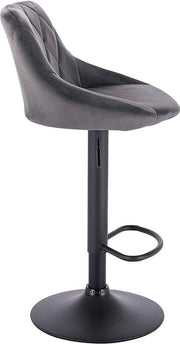 Designer Barkruk Zino - Met rugleuning - Stevig - Ergonomische barstoel - Velvet - Zithoogte 60 - 82cm - Grijs - Set van 1 - Keuken en bar - In hoogte verstelbaar