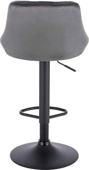 Designer Barkruk Zino - Met rugleuning - Stevig - Ergonomische barstoel - Velvet - Zithoogte 60 - 82cm - Grijs - Set van 2 - Keuken en bar - In hoogte verstelbaar