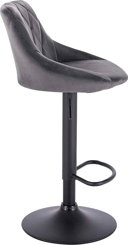 Bolt Edge Barkruk - Grijs Velvet - Verstelbaar - Rugleuning - Ergonomisch - Keuken