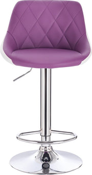 Barkrukken Terra - Met rugleuning - Kunstleer - Set van 2 - Keuken - Barstoelen ergonomisch - Paars - Verstelbaar in hoogte - Zithoogte 60-82cm