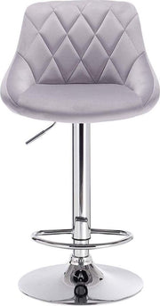 Barkruk Modern Diva - Industrial Lichtgrijs - Barkrukken set van 1 - Barstoel Kruk - Barstoelen met rugleuning - Keukenstoel - In hoogte verstelbaar - Velvet