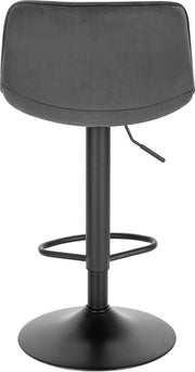 Barkruk Tornia deluxe - Industrial - Donkergrijs - Barkrukken set van 2 - Barstoel Kruk - Barstoelen met rugleuning - Keukenstoel - In hoogte verstelbaar - Velvet