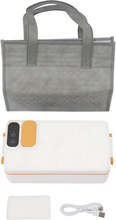 Elektrische Lunchbox - Voor Onderweg, Kantoor & School - Draagbaar & Oplaadbaar met Touchscreen Bedieningsknop - Inclusief Geïsoleerde Tas - Oranje