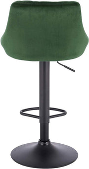 Designer Barkruk Herli - Met rugleuning - Stevig - Ergonomische barstoel - Velvet - Zithoogte 60 - 82cm - Donkergroen - Set van 1 - Keuken en bar - In hoogte verstelbaar