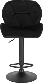 Barkruk - Zwart Velvet - Rugleuning - Verstelbaar - Zithoogte 60-82cm