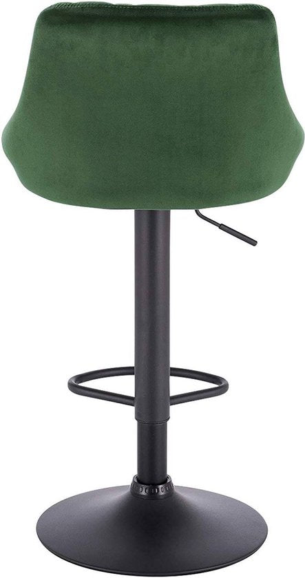 Designer Barkruk - Donkergroen - Velvet - Ergonomisch - Verstelbaar - Set van 2