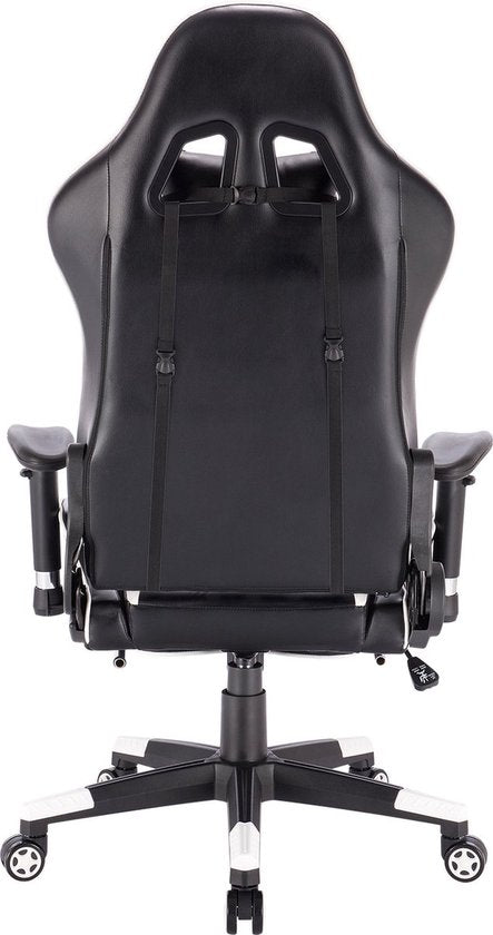 Bolt Edge Luxe Gamingstoel - Witte Strepen - Met Voetsteun - Ergonomisch - Verstelbaar in Hoogte - Kunstleer