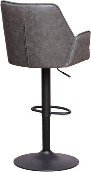 Happyment Barkruk Divo - Met rugleuning en armleuning - Antraciet - Modern Design - Voetsteun - Voor Keuken en Bar - Set van 1 - Microvezel