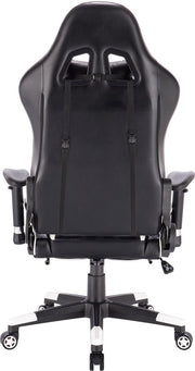 Luxe Gaming stoel - Met voetsteun - Witte Strepen - Gamestoel - Verstelbaar in hoogte - Chair - Ergonomische bureaustoel - Chair - Kunstleer