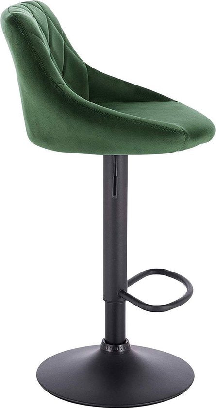 Designer Barkruk - Donkergroen - Velvet - Ergonomisch - Verstelbaar - Set van 2