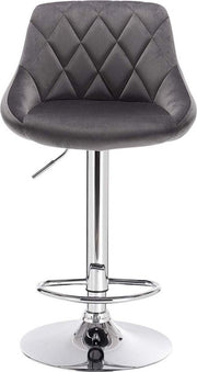 Barkruk Modern Dubia - Industrial Donkergrijs - Barkrukken set van 1 - Barstoel Kruk - Barstoelen met rugleuning - Keukenstoel - In hoogte verstelbaar - Velvet