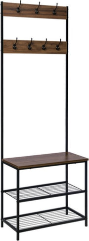 Bolt Edge Kapstok - Hout & Metaal - Met Schoenenrek - 7 Haken - 3 Planken