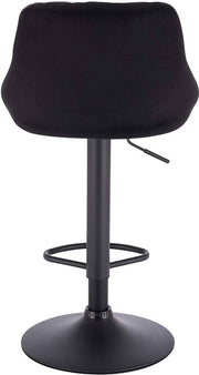 Designer Barkruk Nilo - Met rugleuning - Velvet - Stevig - Ergonomische barstoel - Zithoogte 60 - 82cm - Zwart - Set van 1 - Keuken en bar - In hoogte verstelbaar