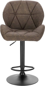 Barkruk Comfy Bruin - Met rugleuning - Stevig- Kunstleer - Set van 1 - Keuken - Barstoelen ergonomisch - Verstelbaar in hoogte - Zithoogte 60-82cm
