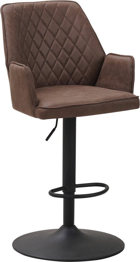Bolt Edge Barkruk - Taupe - Met rugleuning en armleuning - Microvezel - Voor keuken en bar - Set van 1