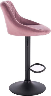 Barkruk - Roze Velvet - Ergonomisch - Verstelbaar - Rugleuning - Zithoogte 60-82cm