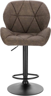 Barkruk - Bruin Kunstleer - Rugleuning - Verstelbaar - Zithoogte 60-82cm