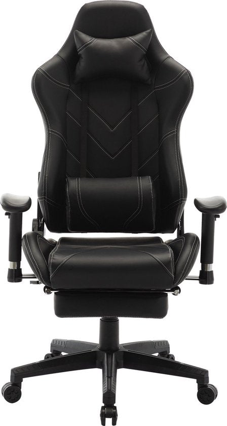 Gaming Stoel - Zwart Kunstleer - Ergonomisch - Verstelbaar - Met Voetsteun