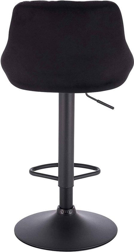 Bolt Edge Designer Barkruk - Zwart - Velvet - Ergonomisch - Verstelbaar - Zithoogte 60-82cm - Set van 2