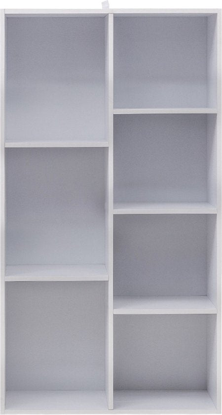 Happyment Boekenkast Milta - 7 vakken - Wit - Boekenplank - Woonkamer, slaapkamer en kinderkamer - Hout - MDF