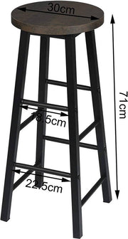 Hoge barkrukken Denza - Zithoogte 71cm - Roestig - Set van 2 - Keuken - Barstoelen - Zonder rugleuning - Hout